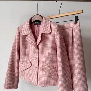 N16 Moon Leigh French Grapefruit Pink Houndstooth Ligne Fleche Jacket